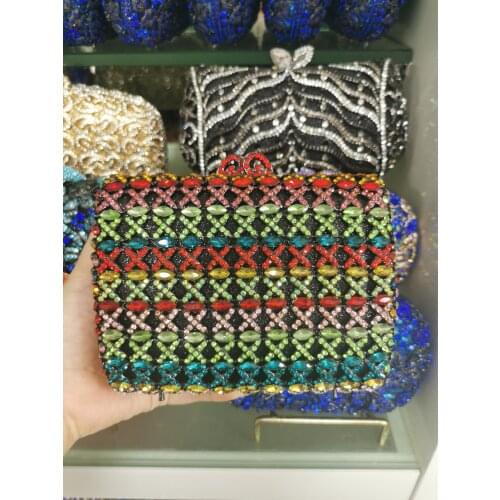 XIYUAN Hollow Out Women Green Emerald Diamond Evening Bags Stones Handbags Purses Ladies Party Crystal Clutch Bags Wedding Bag