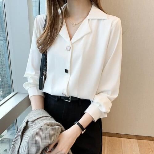 Blouse Women Shirt 2021 Womens White Professional Long Sleeve Suit Shirt Blusas Mujer De Moda