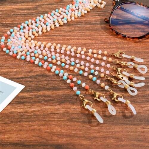 1Pcs Rainbow Crystal Bead Mask Lanyards Glasses Chain For Women Men Jewelry Bling Trendy Eyeglass Lanyard Neck Strap YJL13