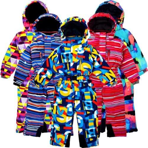 Childrens winter outdoor jumpsuit ski suit windproof snow-proof water plus velvet thickening