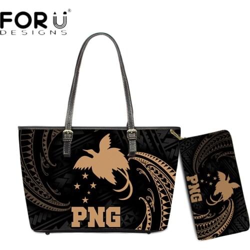 FORUDESIGNS Fashion Luxury Designer Women Handbag And Wallets Set PNG Tribal Polynesian Hawaii Print Shoulder Purse Femme Sac