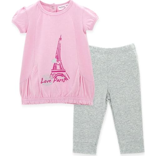 Honeyzone Summer Baby Girl Outfit Newborn Baby Girl Clothes Infant Short Sleeve Set（ Tops +Pants） Pink Shirts Toddler Bodysuits