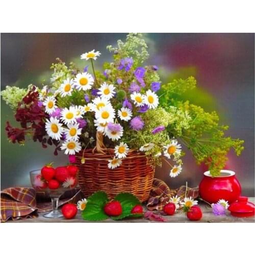 2019 new Diamond painting of cross stitch basket of flowers diamond embroidery full square/round painting flowers for gift zx