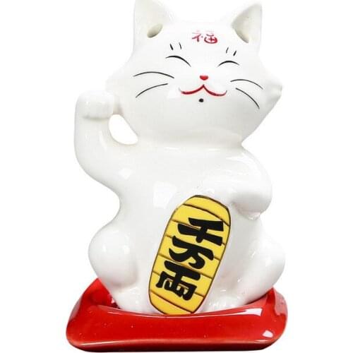Ceramic Incense Holder Assuaging and Calming Lucky Cat Smell Removing/dehumidification Incense Burner Living Room Room Decor