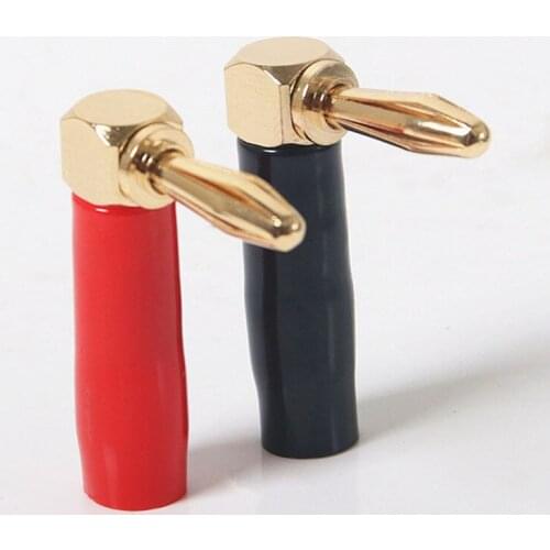 10 pcs Elbow banana plug speaker terminal block banana plug socket L-shaped banana plug red and black