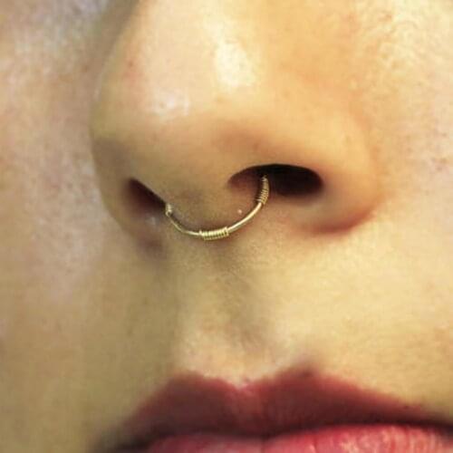 925 Silver Nose Ring Real Piercing Jewelry Handmade Gold Filled Jewelry Vintage Septum Hoop Fake Body Jewelry