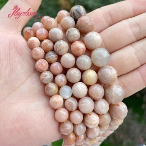 Round Faceted Natural Sunstone Loose Beads 8mm 10mm 12mm for DIY Women Men Necklace Bracelet Rings Earrings Jewelry Making 15"