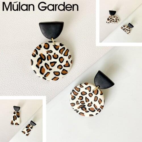 M&G Leopard Polymer Clay Earrings for Women Semicircle Round Clay Pendant Handmade Dangle Earrings Fashion Jewelry Wholesale New