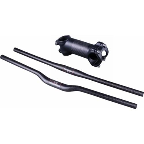 Matte 3K handlebar T800 Carbon Mountain Bicycle Handlebar Sets Flat Rise Handlebar + Stem For MTB Bike