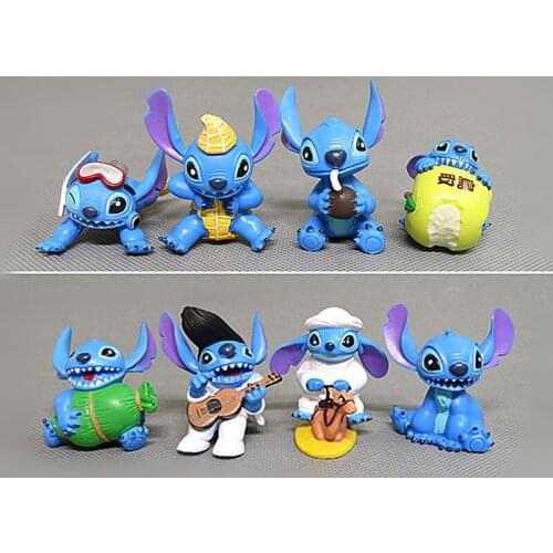 8pcs Disney Lilo & Stitch Couple Models Cartoon Stuffed Plush Dolls Anime Plush Baby Toys Pendant Toys Girl Kids Birthday Gift