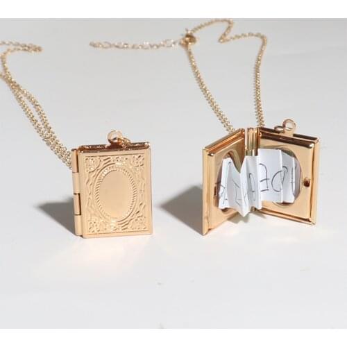 Necklace Book Locket with Pictures Gift for Daughters Necklace Graduation Gift for Teacher Girlfriend Friendship Gift VICT BOOK