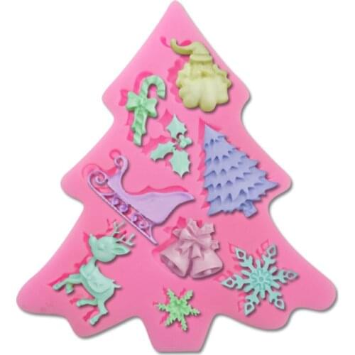 Christmas gifts Christmas tree silicone mold chocolate turn sugar baking cake mold gypsum drop glue soap mold ornament