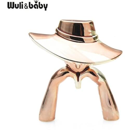 Wuli&baby Wear Hat Girl Brooches Women Alloy 2-color Beauty Lady Figure Casual Office Brooch Pins Gifts