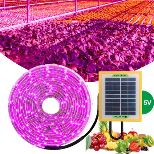 Solar LED Grow Light Strip Phytolamp Full Spectrum 0.5M 1M 2M 3M 2835 SMD DC5V LED For Plants Seed Flower Greenhouses Outdoor