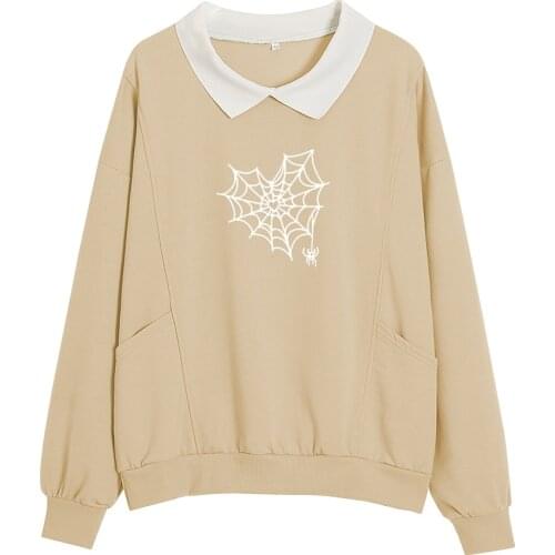 Cotton Sweatshirts Cute Womens Hoodie and Sweats Oversized Vintage Sweatshirt Y2k Soft Funny Spider Web Print Pullover for Girls
