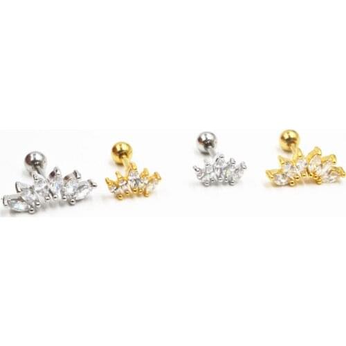 Lot50pcs Body Jewelry- CZ Gems Ear Studs/Earring Stainless Steel Helix Bar Upper Earring Ear Piercing Diath Cartilage new Shine