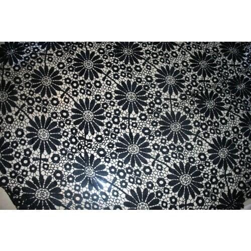 High Quality Swiss Voile Laces Switzerland Embroidery Fabric Black Guipure Lace Fabric Linen Tissue Material For Meters