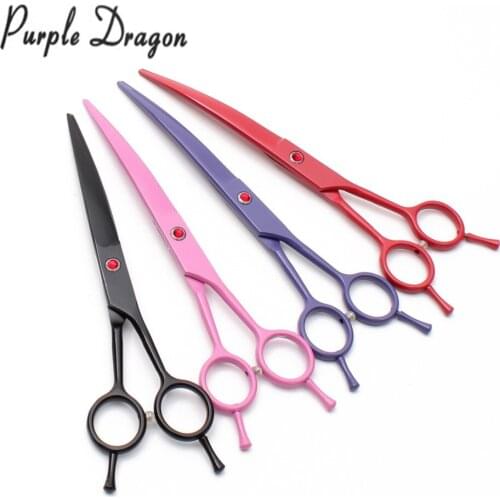 Z4102 7INCH Animal Shears Purple Dragon Stainless TOP GRADE Dogs Cats Grooming Scissors Down Curved Cutting Shears Pets Scissors