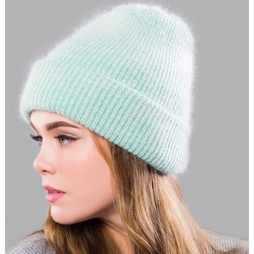 2020 High Quality Winter Knitted Winter Hat Real Rabbit Fur for Women Fashion Warm Beanie Hats Women Solid Adult Cover Head Cap