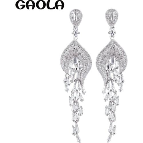 GAOLA Luxury Butterfly Long Dangle Earringcrystal statement earrings for women GLE2059