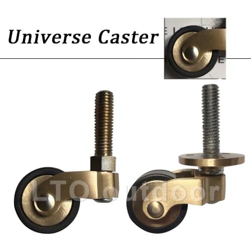 1Pcs Heavy Duty Brass Universal Wheels, Metal Casters with Threaded Stem Silent Furniture Caster Wheels Home Hardware