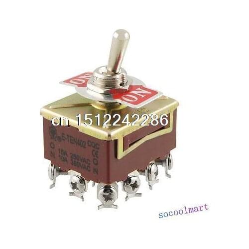 2pcs AC 15A/250V 10A/380V 12 Screw Terminals On/On 4PDT Toggle Switch