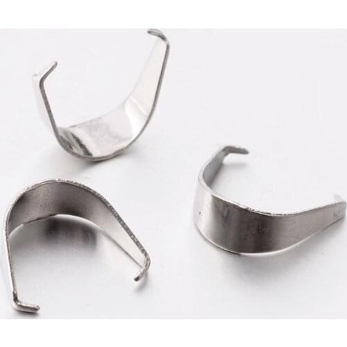 304 Stainless Steel Snap on Bails, Stainless Steel Color, 9x4mm, Pin: 0.6mm