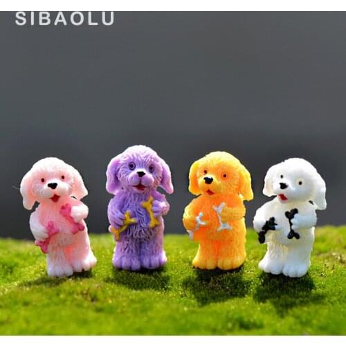 4pc/lot Curly Hair Dog Miniature Figurine stand walk sit DIY Accessories Doll House Decoration Simulation animal models toy