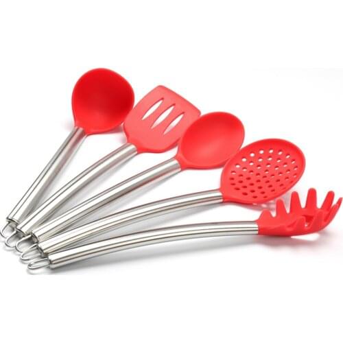 5-piece Stainless Steel Shovel Spoon Food Grade Silicone Kitchenware Set Spoon Scoop Shovel