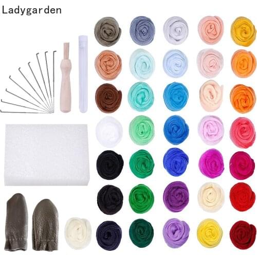 50PCS 36 Colors 3g 66S Pure Australian Wool Felt Wool Fiber Wool Felt for DIY Needlework Wooden Handles Leather Finger Cots