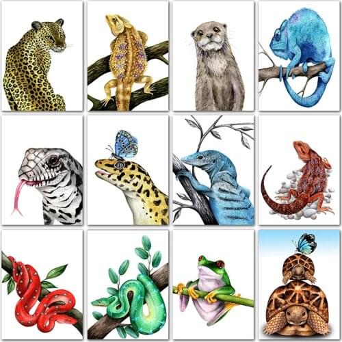 Full Square Diamond embroidery Cross stitch Full Round Diamond mosaic 5D DIY Diamond painting animals snake leopard decoration