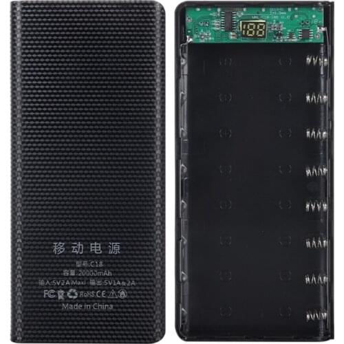 B2RC C18 Dual USB LCD Power Bank Shell 8x18650 Battery Case Powerbank Protector Portable External Box without Battery