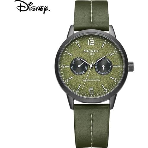 Disney Official Mens Fashion Casual Japan Quartz Wristwatches Calendar Army Green Owl Design Dial Male Clock Relogio Masculino