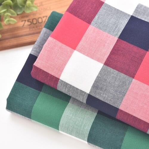 110x50cm Colored Plaid lattice Yarn-Dyed Cotton Fabric Shirt Dress Garment Material Home Decoration Cloth 200g/m