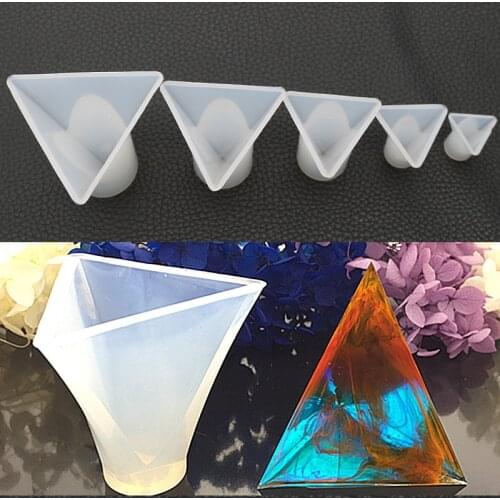 DIY Crystal Epoxy Triangular Cone Mold Mirror Silicone Pyramid Energy Tower Cube