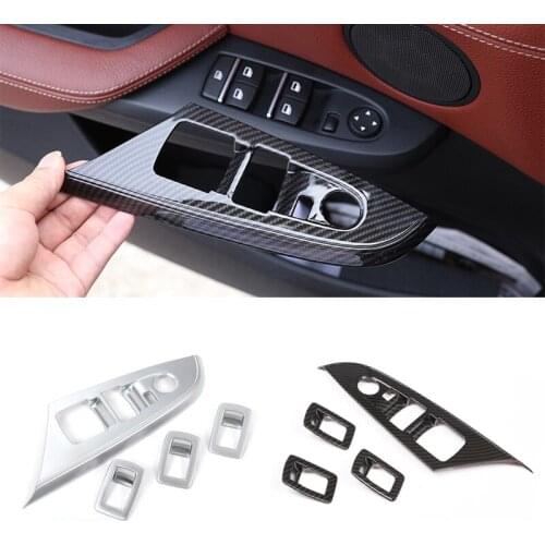 For BMW X3 F25 X4 F26 2013 2014 2015 2016 2017 Carbon Fiber Texture Car Window Lift Switch Button Panel Cover Trim