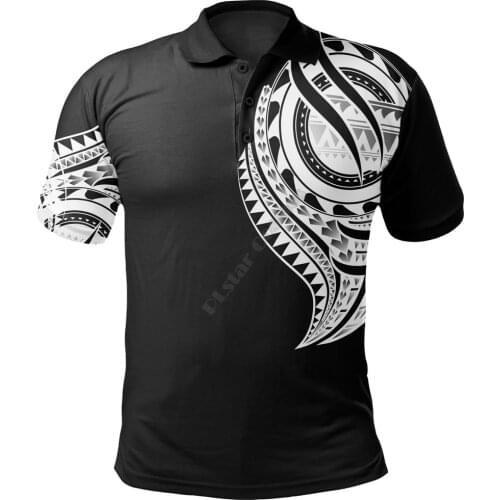 Hawaii Polo Shirt Hawaii Tatau White Patterns With Coat Of Arms 3D Printed Polo Shirt Men for Women Short Sleeve Summer T-shirt