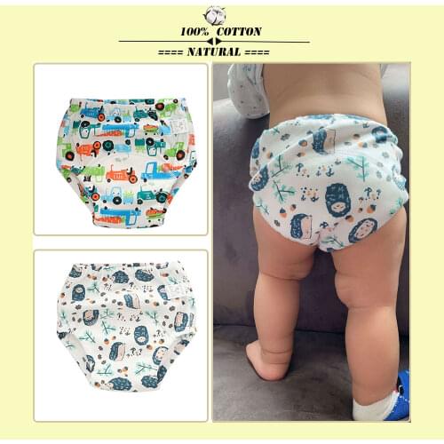 Cotton Diaper Nappy Reusable Cloth Potty Training Pants Baby Kids Girls Boys Washable Learning Panties for Toilet Trainer