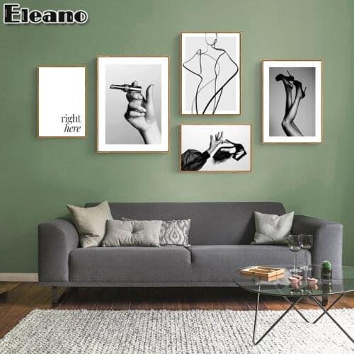 Canvas Wall Art Black White Abstract Line Drawing Woman Body Parts Hands Legs Poster and Prints Creativity Home Decor Painting
