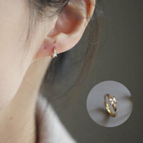 Custom Mini Diamond Earrings pure 9K GOLD zircon temperament simple Earrings Japanese and Korean Earrings