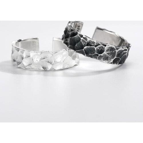 New S silver retro opening irregular shape niche design light luxury popular senior sense male cold wind ring