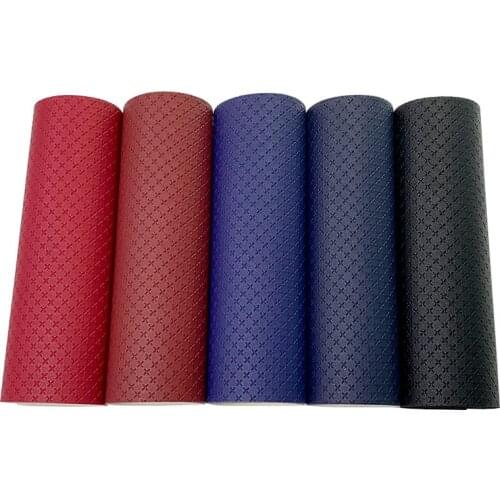 135x30cm Cross Pattern Embossed Solid Colors PU Vinyl Faux Leather Fabric Sheet Cotton Back for Shoe/Bag/DIY Accessories/Purse