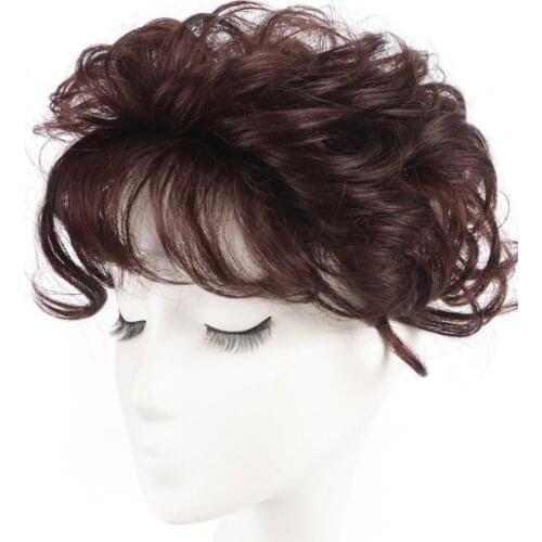 BUQI Synthetic Hair Pieces Clip in Hair Pieces Wig 3 Clip Curly Hair With Bangs Fake Hair Hairpiece For Women
