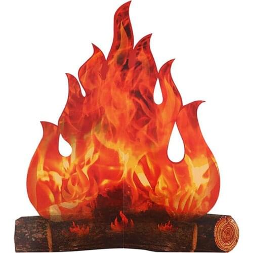 Multifunction 3D Flame Fire Pile Cardboard Halloween New Year Christmas Easter Home Fireplace Party Indoor Ornaments Decoration