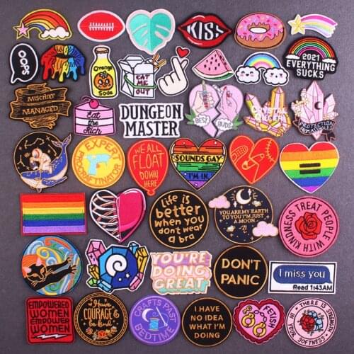 Cartoon Gay Love Patches For Clothing Thermoadhesive Patches Letter Patch Iron on Embroidery Patches on Clothes Applique Sticker