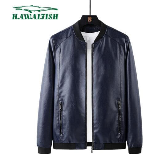 Hawaifish brand mens leather jacket 2021 autumn new arrival casual handsome blouson moto youth PU high quality casaco masculino