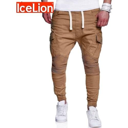 IceLion 2021 New Fashion Casual Large Size Pants Men Drawstring Draped Elastic Mens Sweatpants Solid Harem Pant Pantalon Hombre