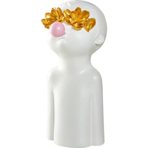 Solid Color Half-length Portrait Statue Desk Decoration Personality Playful Blowing Bubbles Home Ornament
