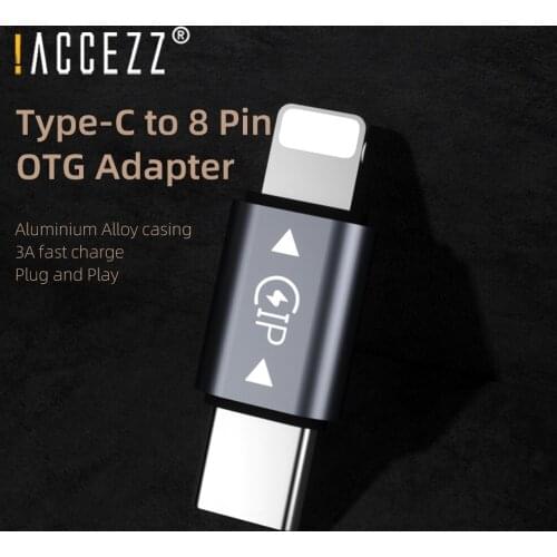!ACCEZZ Mini Type C OTG Adapter USB-C Male To Lighting Male For iPhone 12 11 Pro XS MAX XR X 6 7 8P Data Sync Charger Connector