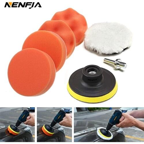 3inch Car Polishing Disc 7Pcs/Set Self-Adhesive Buffing Waxing Sponge Wool Wheel Polishing Pad For Car Polisher Drill Adapter